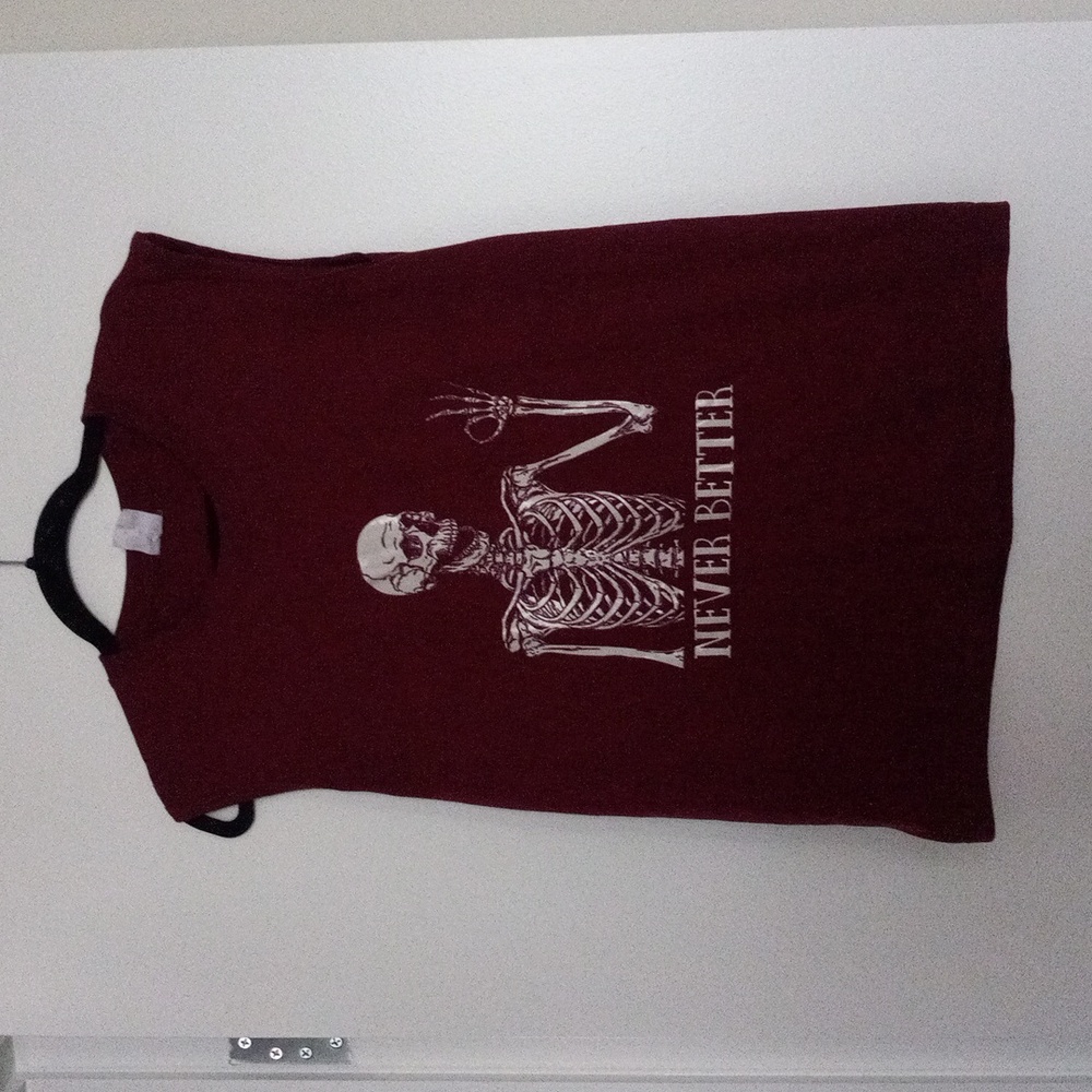 Burgundy 'Never Better' Skeleton Muscle Tank